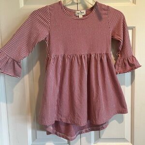 Red❤️White, Candy Cane Striped,  Ruffle Sleeve Dress